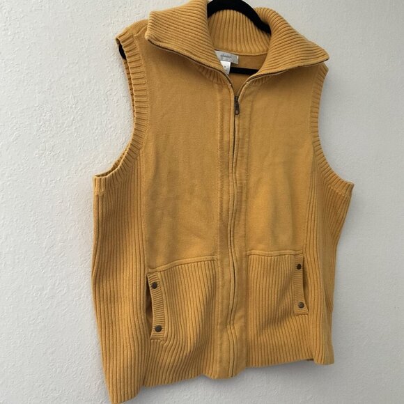 VINTAGE CJ BANKS RIBBED KNIT MOCK NECK VEST POCKETS - Picture 3 of 10